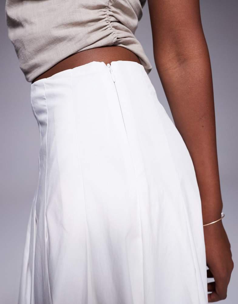 River Island River Island a line poplin midi skirt in white