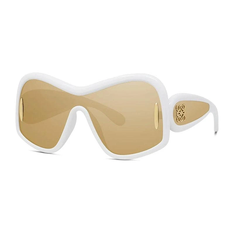 Shop Loewe Sunglasses Shield Full Rim, White/gold Mirror  display picture 1