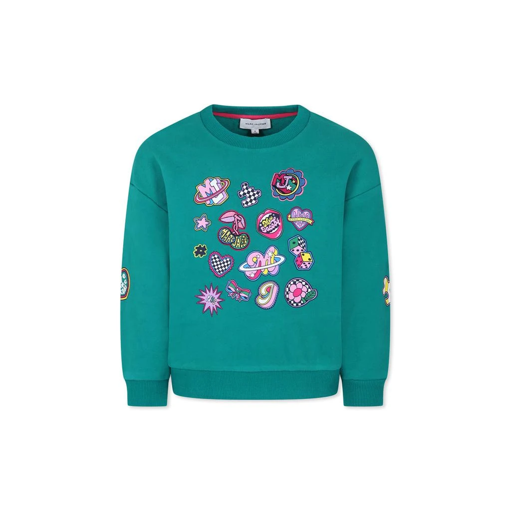 Marc Jacobs Green Sweatshirt For Girl With Embroidery 1