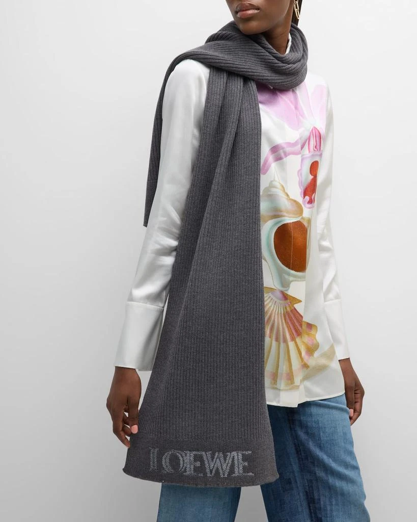 Loewe Blurred Logo Ribbed Wool Scarf 1