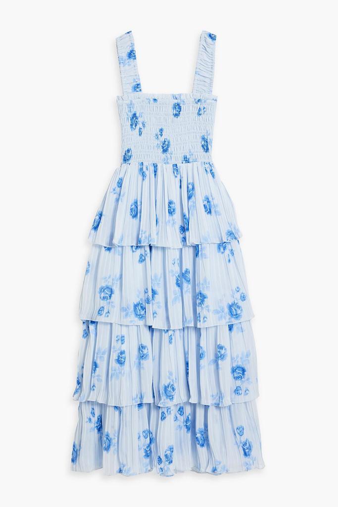 Ganni Tiered floral-print crepe de chine midi dress