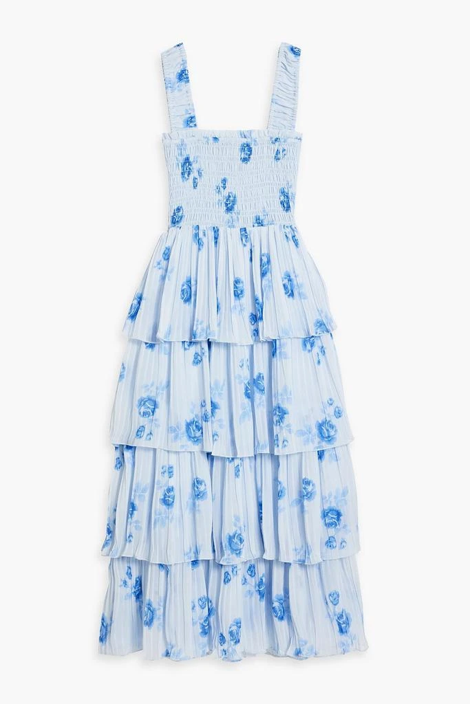 Ganni Tiered floral-print crepe de chine midi dress 1