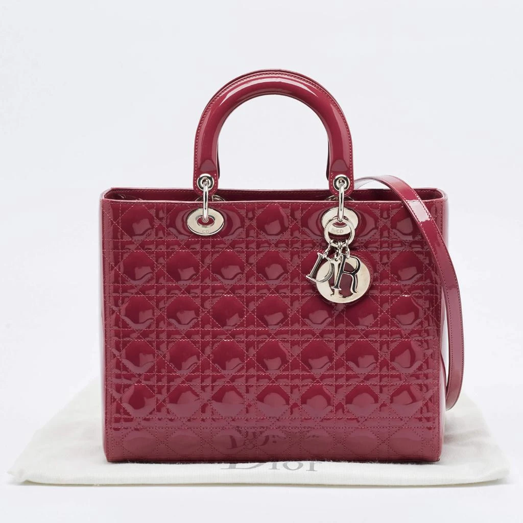 Dior Dior Fuchsia Cannage Patent Leather Large Lady Dior Tote 15