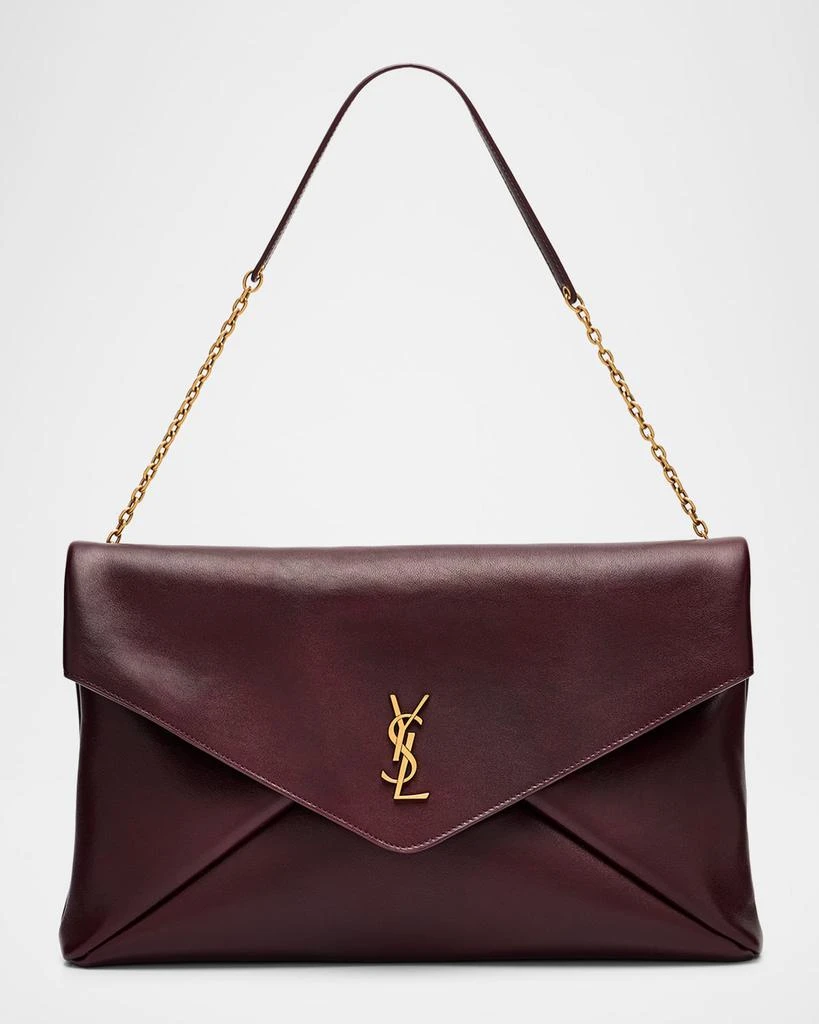 Shop YSL Envelope Flap Shoulder Bag in Leather on Sale at