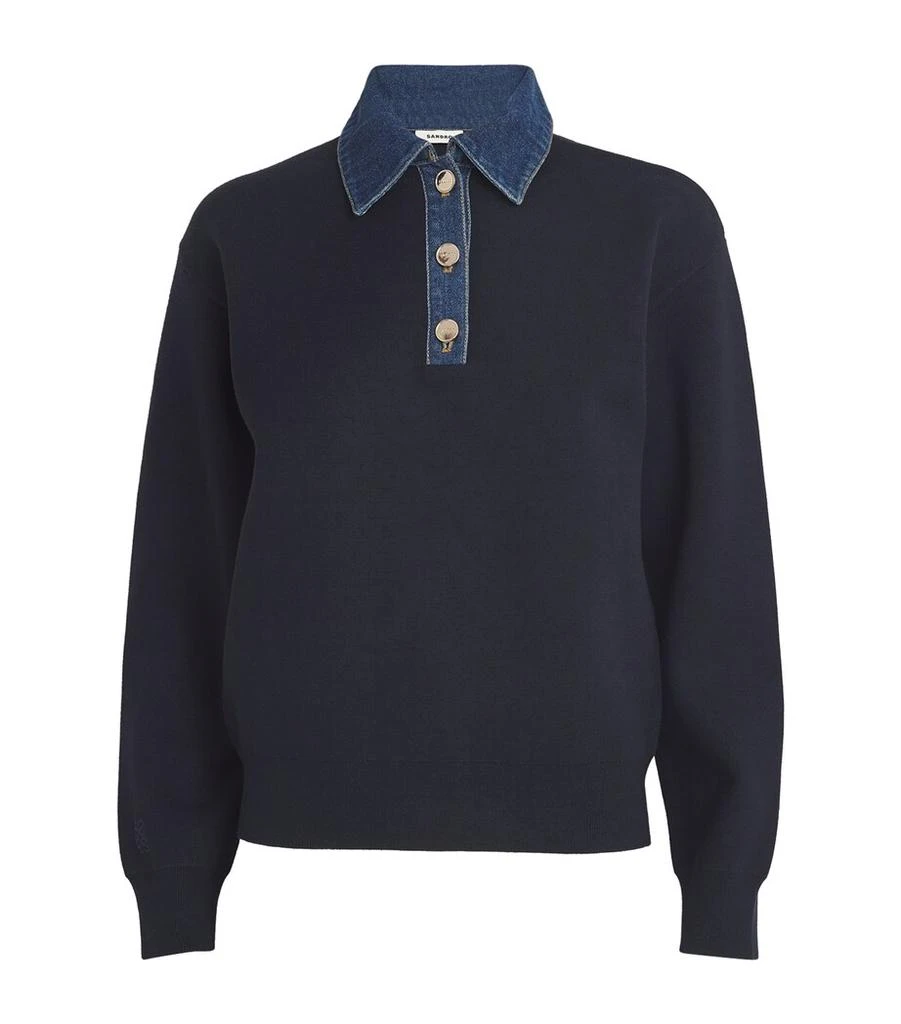 Sandro Paris Denim-Collar Sweater 1