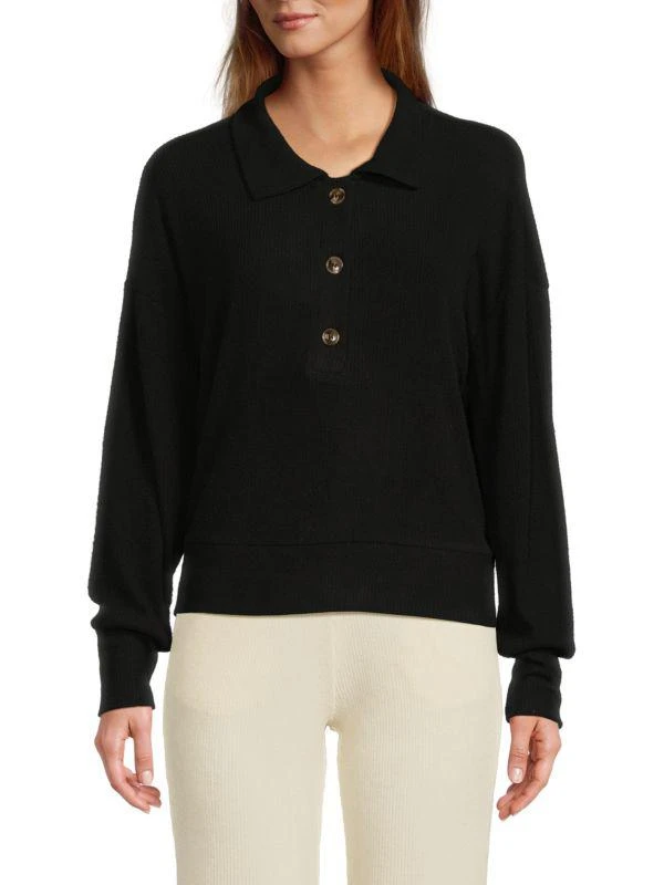 Theo & Spence Ribbed Henley Top 1
