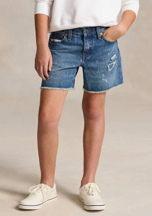 Ralph Lauren Girls 7-16 Paint Splatter Printed Cotton Denim Shorts 2
