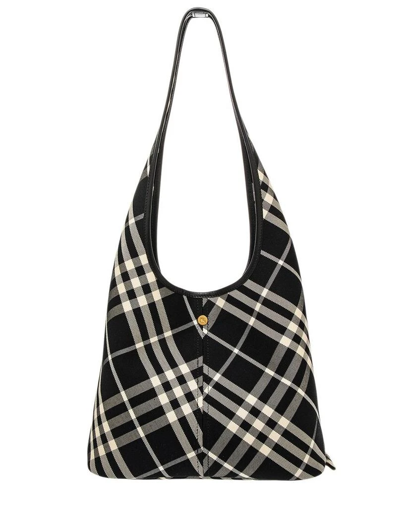 Burberry Check Small Leather-Trim Hobo Bag 1