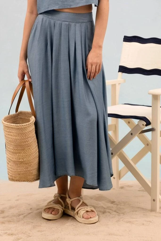 Blu Pepper Blu Pepper - Chambray Pleated Midi Skirt 1
