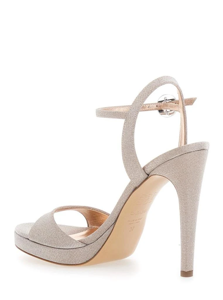 CASADEI 'Michelle' Grey Heeled Sandals With Clamp Detail On The Strap In Fabric Woman 3