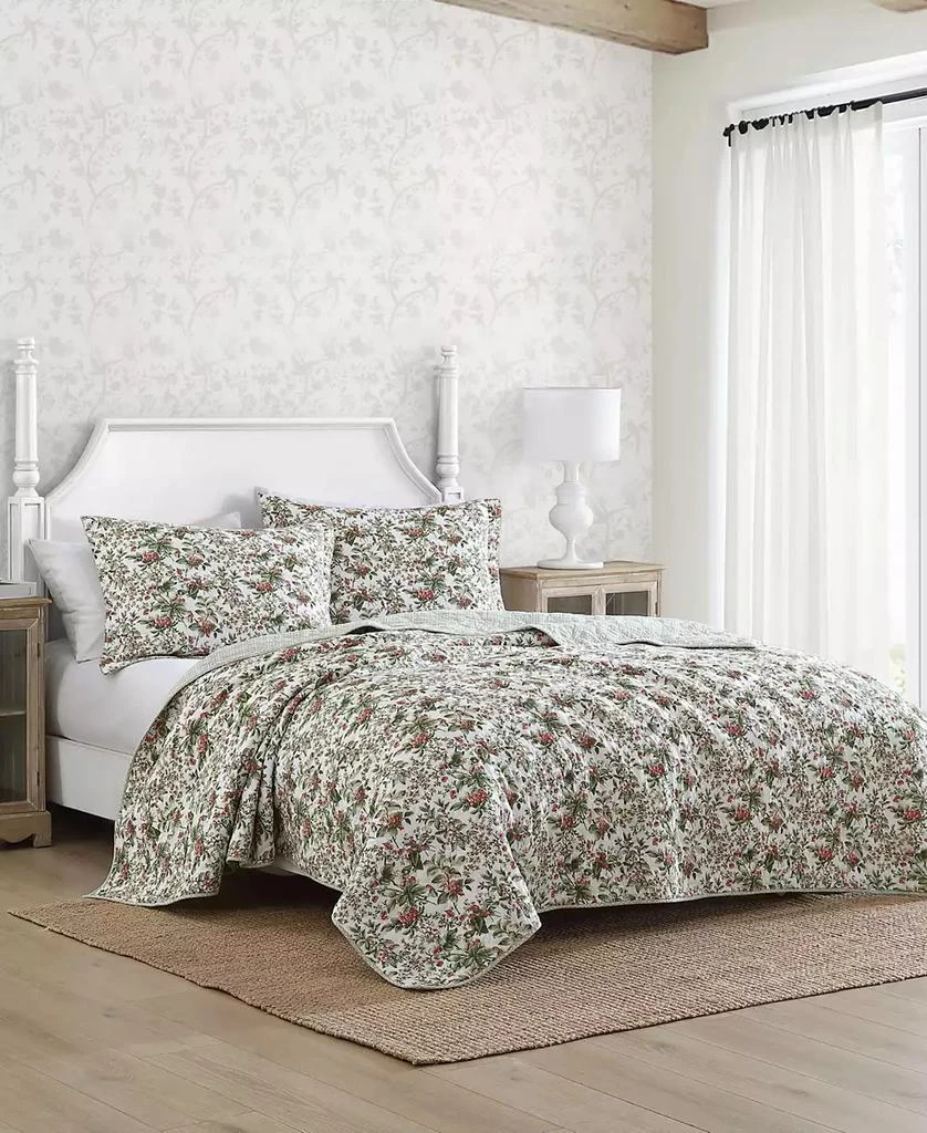 Laura Ashley Bramble Floral Cotton Reversible 2-Piece Quilt Set 1