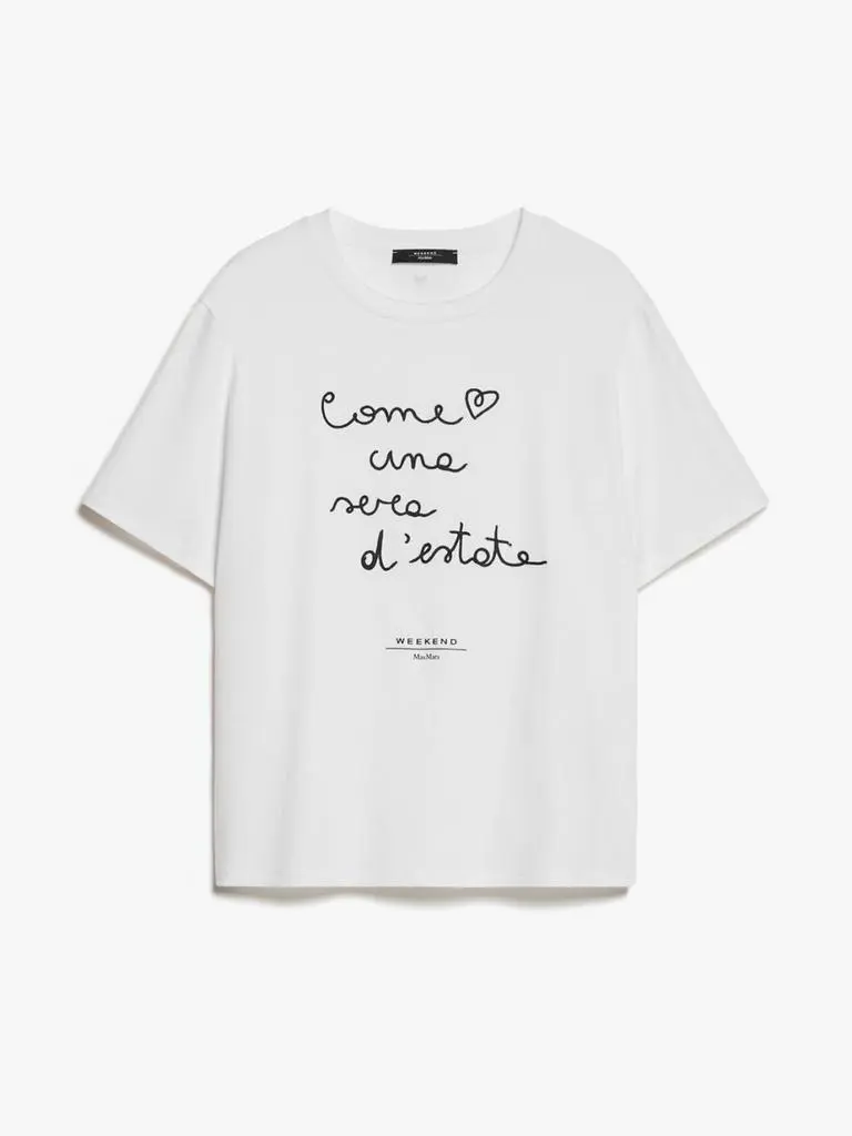 Weekend Max Mara Cotton t-shirt with embroidered lettering detail 4
