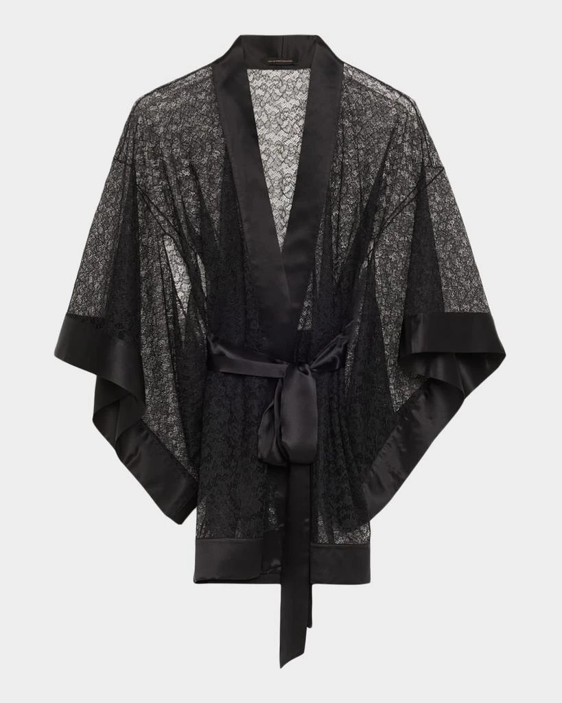 Kiki De Montparnasse Petite Fleur Sheer Lace Kimono Robe
