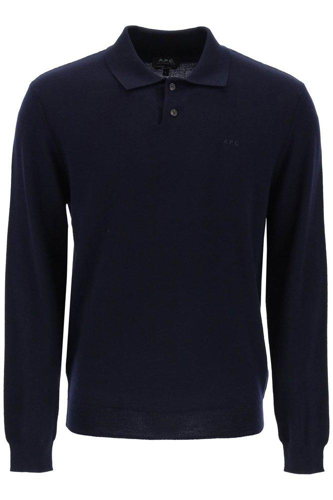 A.P.C. A.P.C. Jacob Logo Embroidered Knitted Polo Shirt