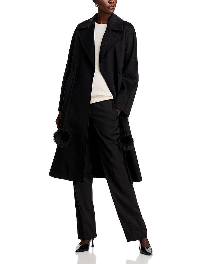 Adrienne Landau The Wool Blend Pom Pom Coat