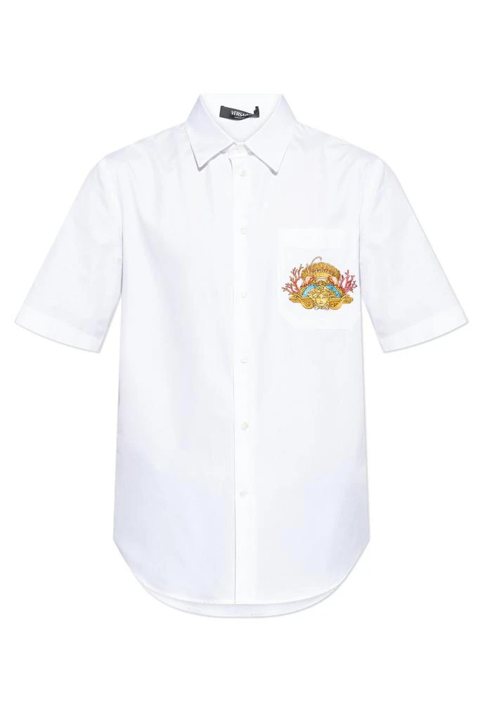 Versace Versace Logo-Embroidered Short-Sleeved Shirt from Cettire