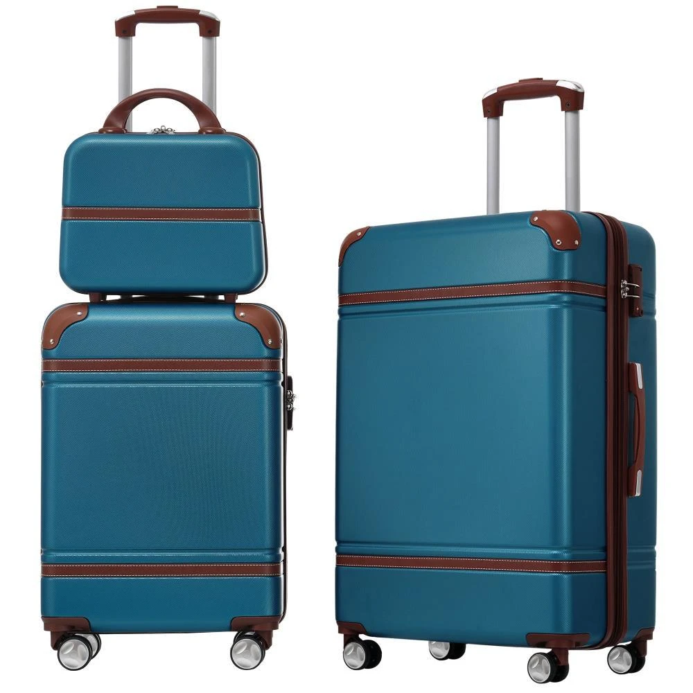 BreeBe Hardshell Luggage Sets 3 Pieces with TSA Lock, Blue, Lightweight ABS Material, 20
+24
 Spinner Suitcase and Cosmetic Case