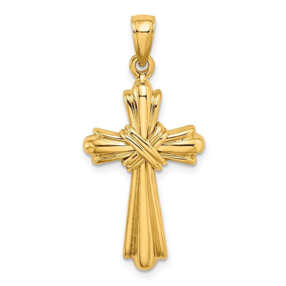 Diamond2Deal 14k Yellow Gold Polished -X- Center Cross Charm Pendant