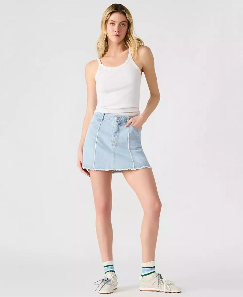 Steve Madden Women's Cheri Frayed-Edge Denim Skirt