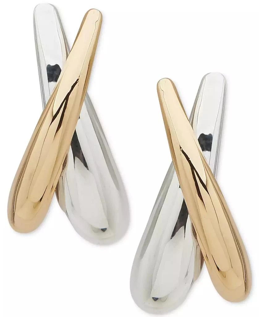 Anne Klein Two-Tone Polished Tapered Crossover Statement Earrings 1