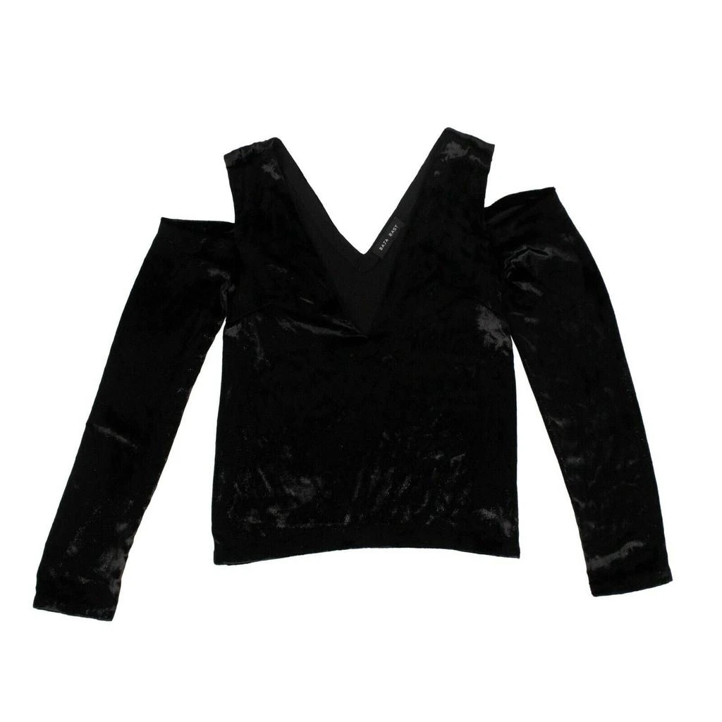Baja East Sparkly Velvet Cold Shoulder Shirt - Black 1