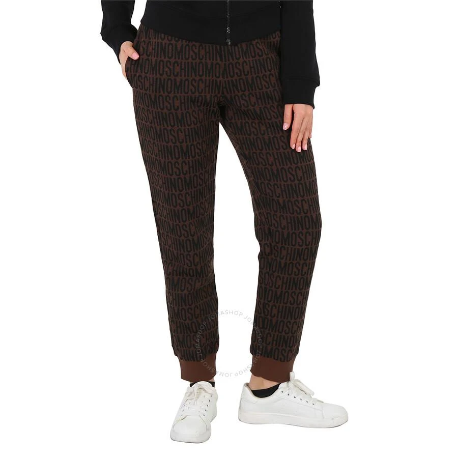Moschino Ladies Fantasy Print Brown Allover Monogram Joggers 1