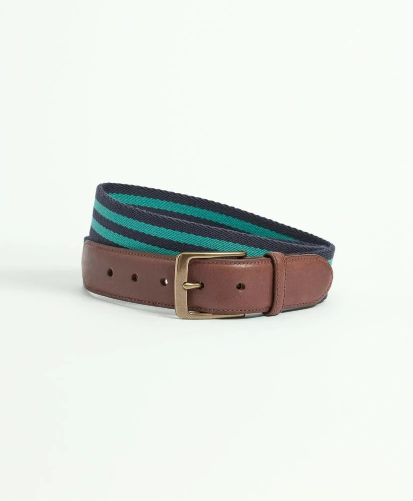 Brooks Brothers Webbed Cotton Belt With Brass-Tone Buckle 1