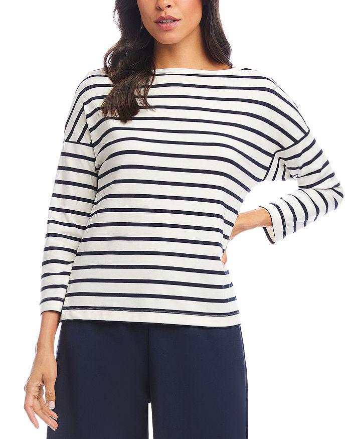 Karen Kane Petite Striped Boat Neck Top