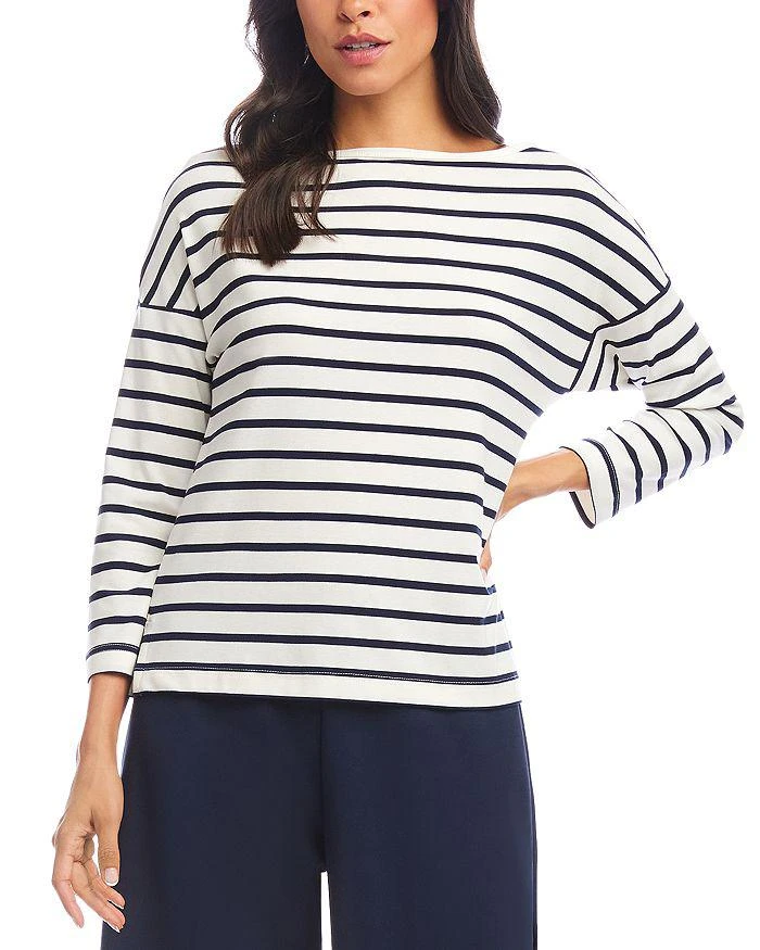 Karen Kane Petite Striped Boat Neck Top 1