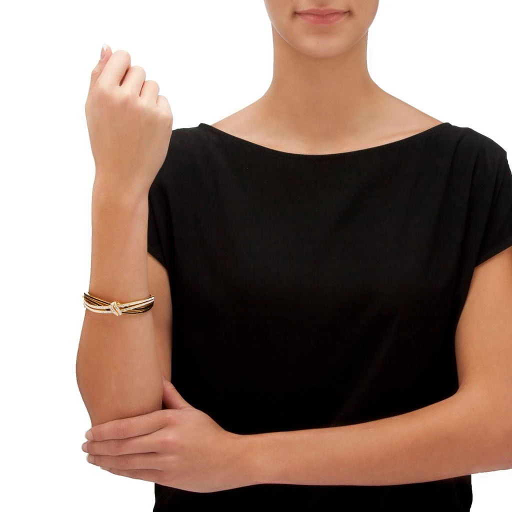 Palm Beach Jewelry Black 
White Crystal Bangle Bracelet Gold-Plated 8 inch 3