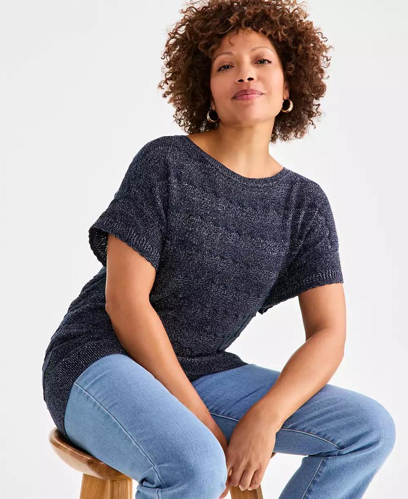 売れ筋商品|||スタイルアンドコー ニット&セーター アウター レディース Women's llic Pointelle Dolman-Sleeve Sweater, Exclusively at Macy's Lurex Blue Style & Co Women's Lurex Shine Pointelle Dolman-Sleeve