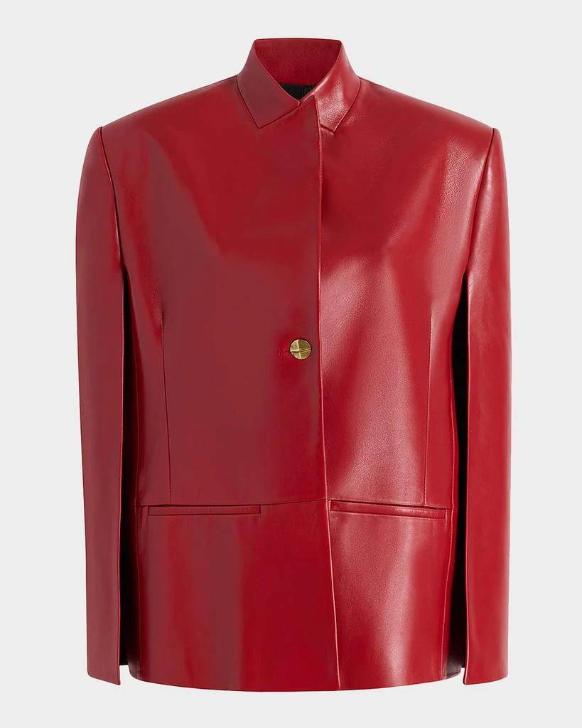 Khaite Dolso Single-Breasted Leather Cape Jacket