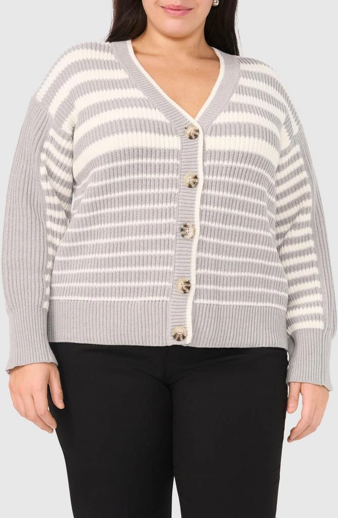Halogen Variegated Stripe Cotton Blend Cardigan 1