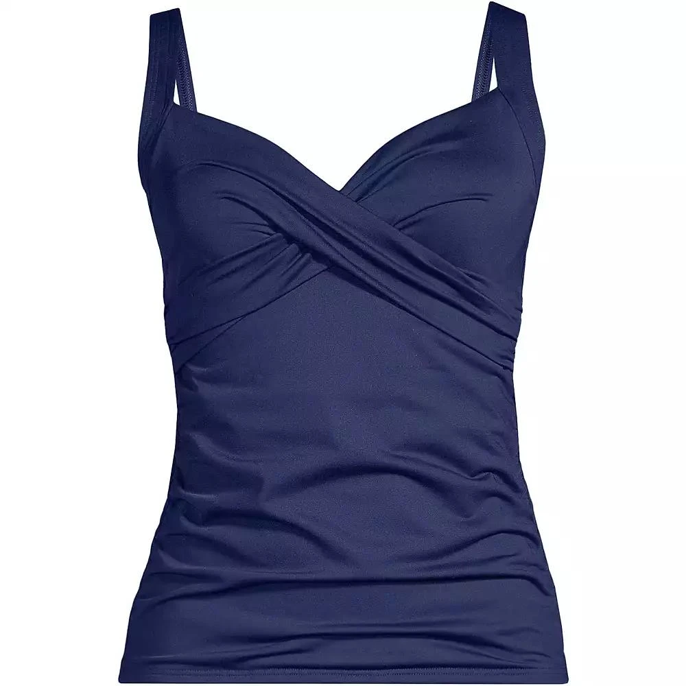 Lands' End Women's Long Torso V-Neck Wrap Underwire Tankini Swimsuit Top 3