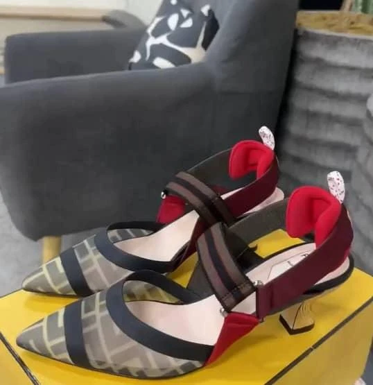 Fendi Fendi Multicolor Zucca Mesh and Fabric Colibri Pumps Size 37.5 2