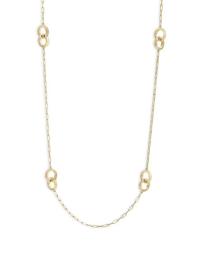 L. Klein 18K Yellow Gold Duetto Interlocking Hammered Link Necklace, 30"