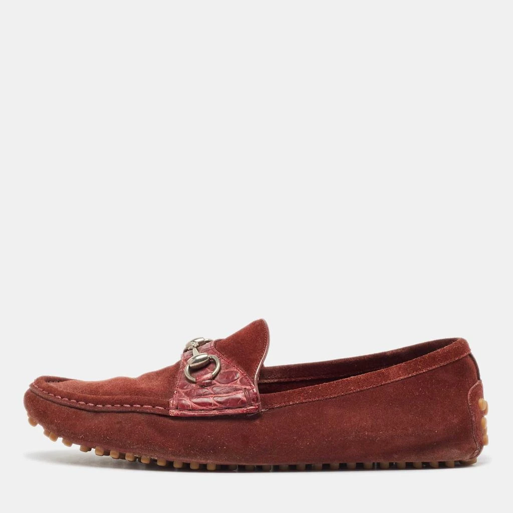Gucci Gucci Burgundy Suede Slip On Loafers Size 43 1