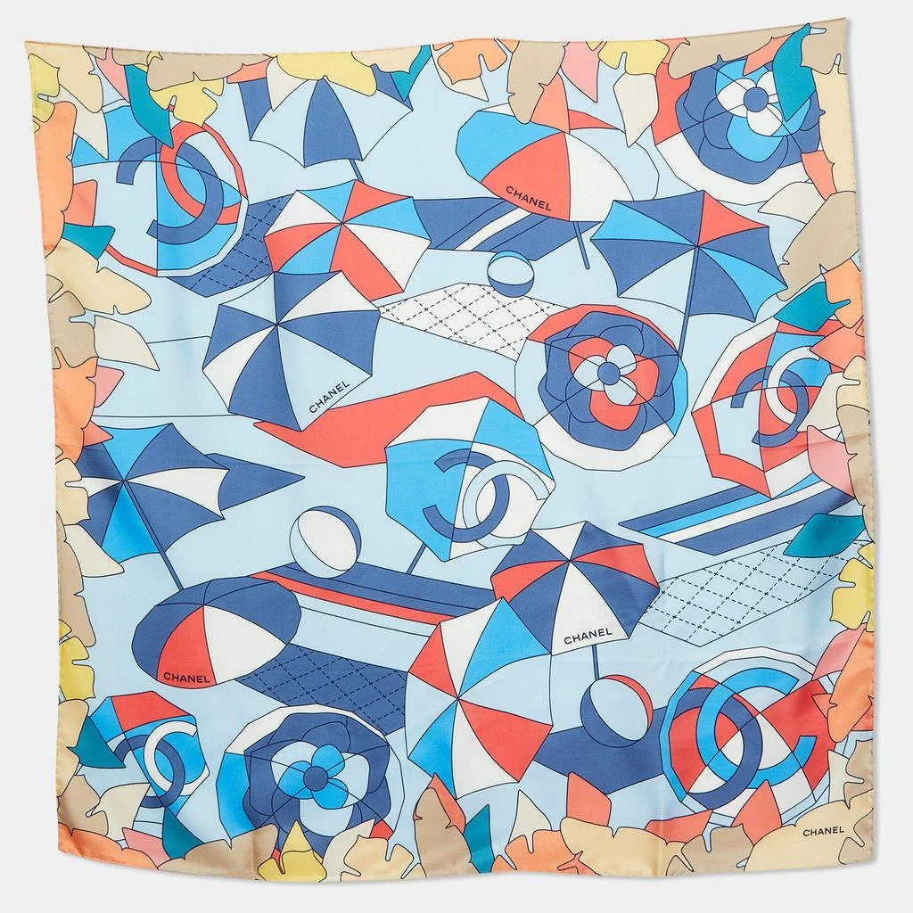 Chanel Chanel Multicolor CC Umbrella Print Silk Square Scarf 1