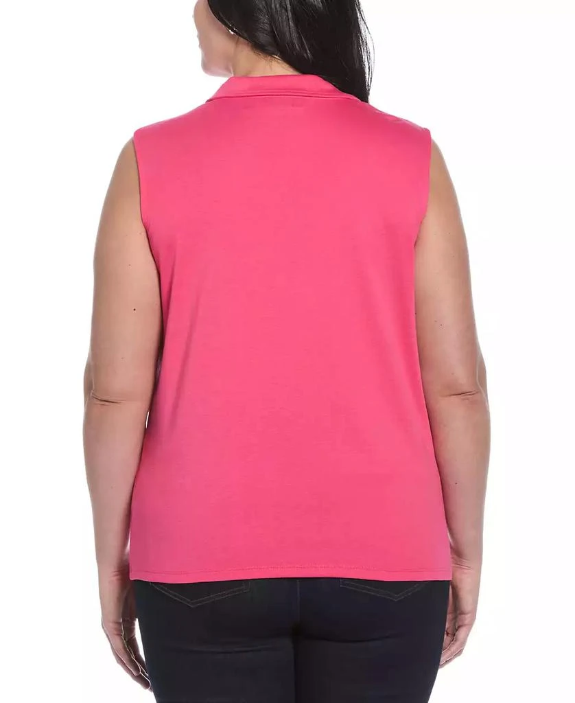 Rafaella Plus Size Ribbed V-Neck Sleeveless Polo T-Shirt 2