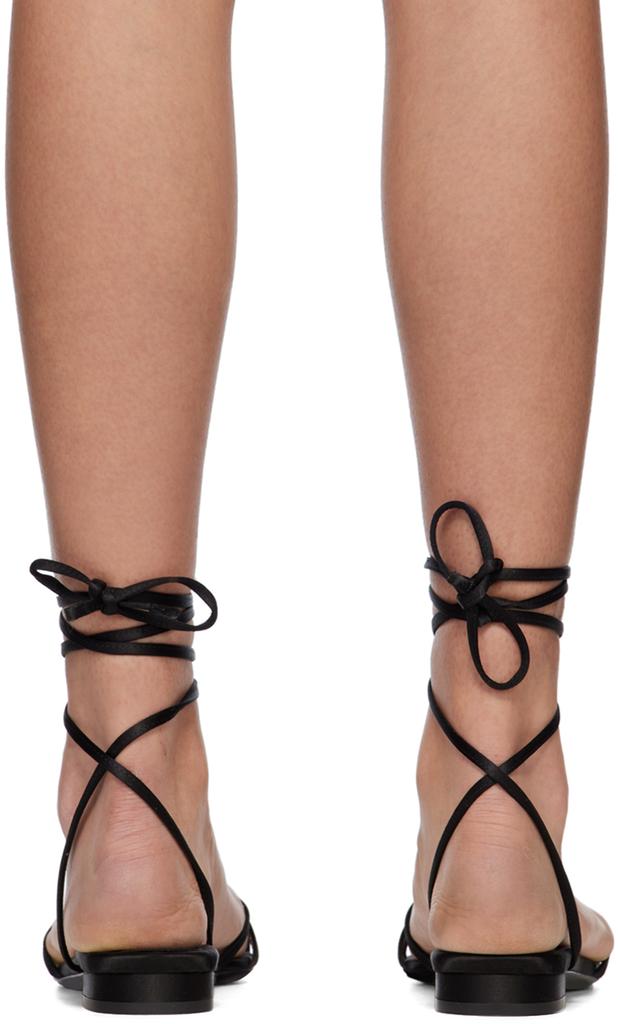 Les Petits Joueurs Black Kaia Flat Sandals
