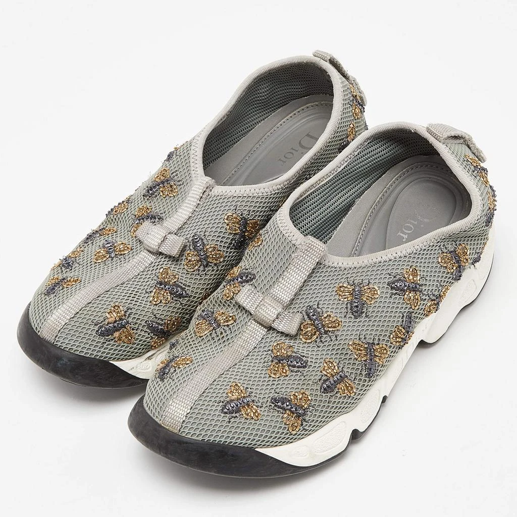 Dior Dior Grey Beads Embellished/ Embroidery Mesh Fusion Sneakers Size 36 2