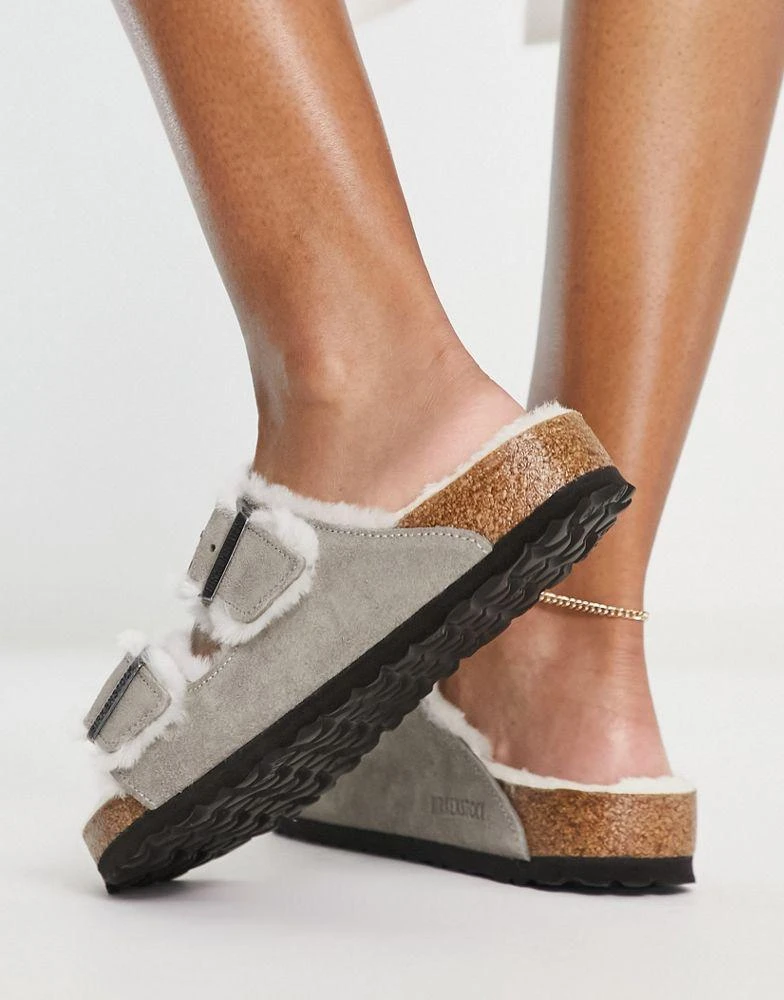 Birkenstock Birkenstock Arizona shearling sandals in grey 2