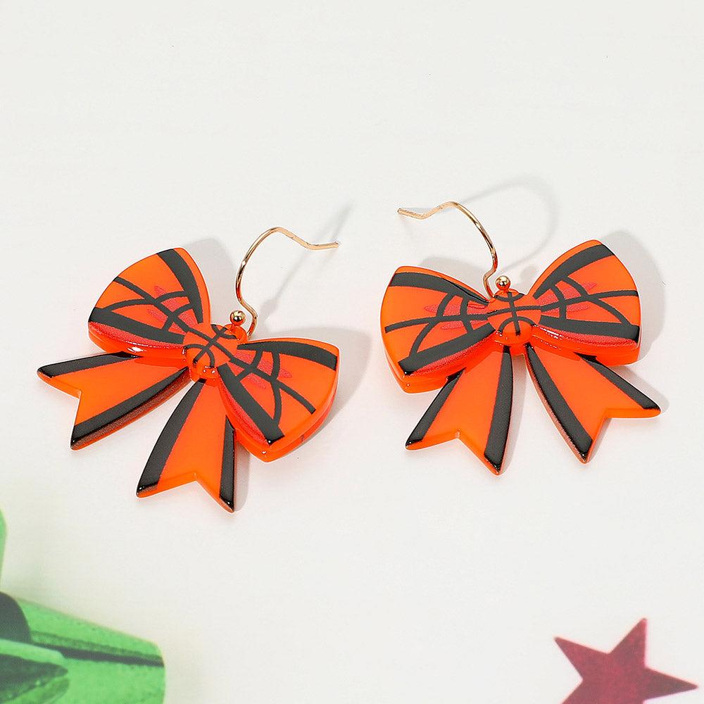 FASHNZFAB Resin Basketball Bow Dangle Earrings