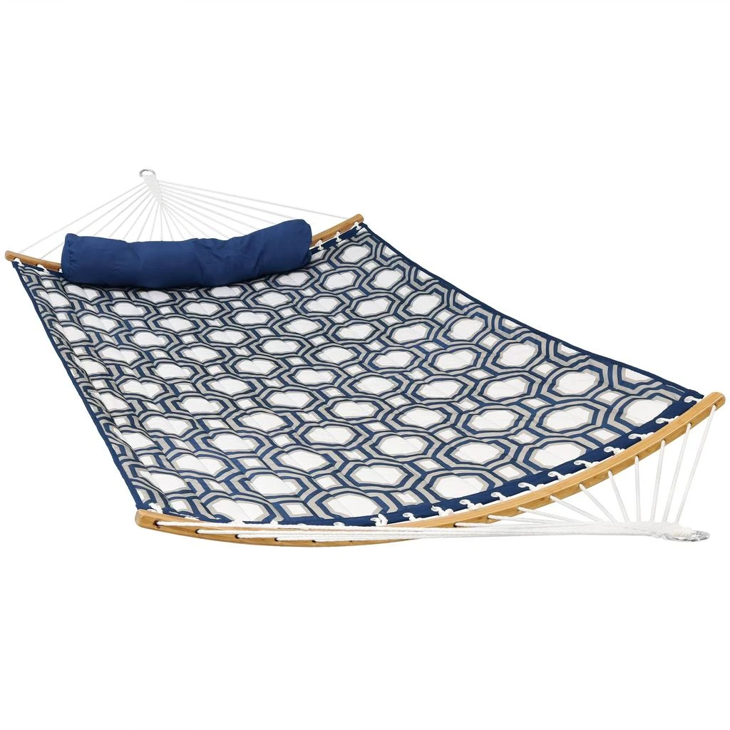 Sunnydaze Heavy-Duty Quilted 2-Person Hammock with Curved Bamboo Spreader Bars - 450 lb Weight Capacity 7
