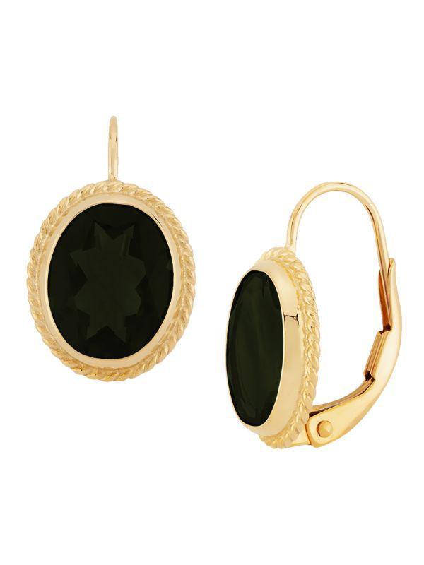 Saks Fifth Avenue 14K Yellow Gold & Black Onyx Hoop Earrings