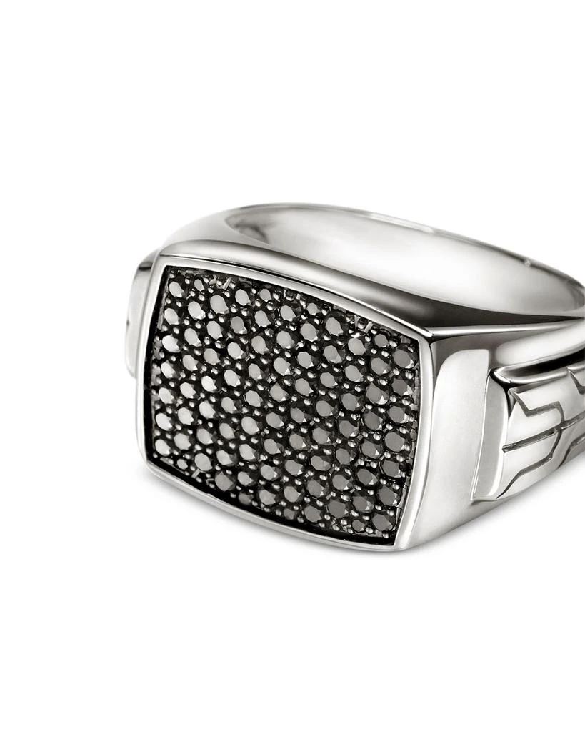 John Hardy Men
s Sterling Silver ID Signet Black Sapphire Pavé Cluster Ring 6