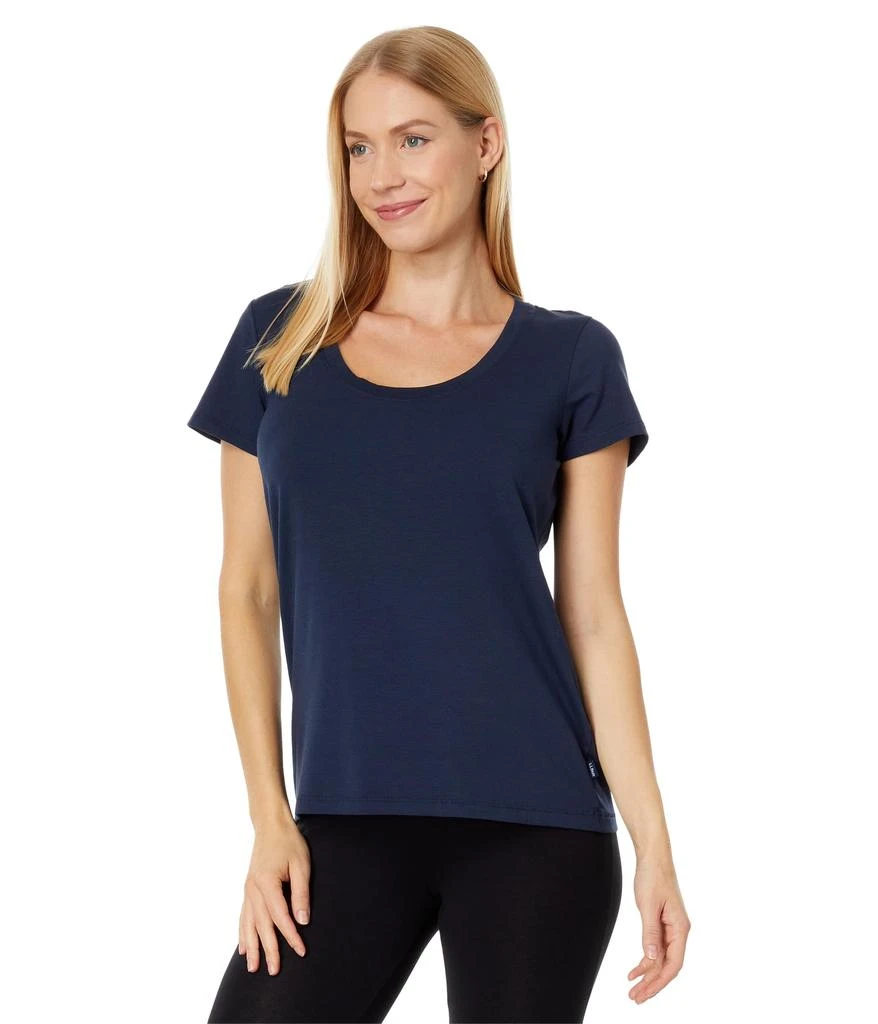L.L.BEAN Petite Soft Stretch Supima Tee Scoop Neck Short Sleeve 1