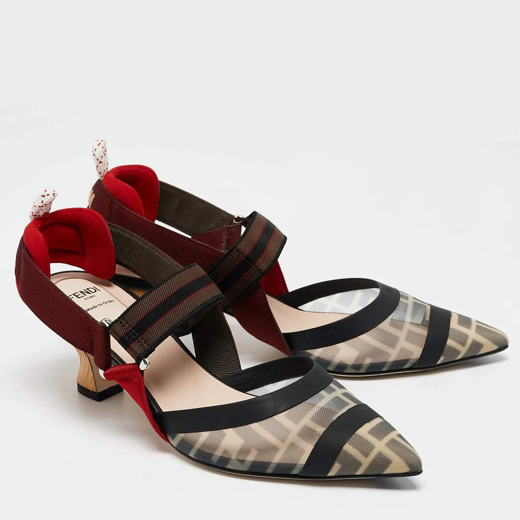 Fendi Fendi Multicolor Zucca Mesh and Fabric Colibri Pumps Size 37.5 5
