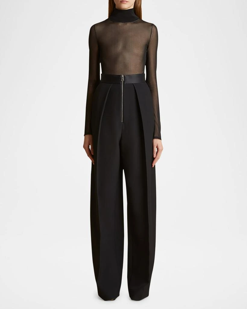 Khaite Tallin Sheer Mesh Turtleneck Bodysuit 2