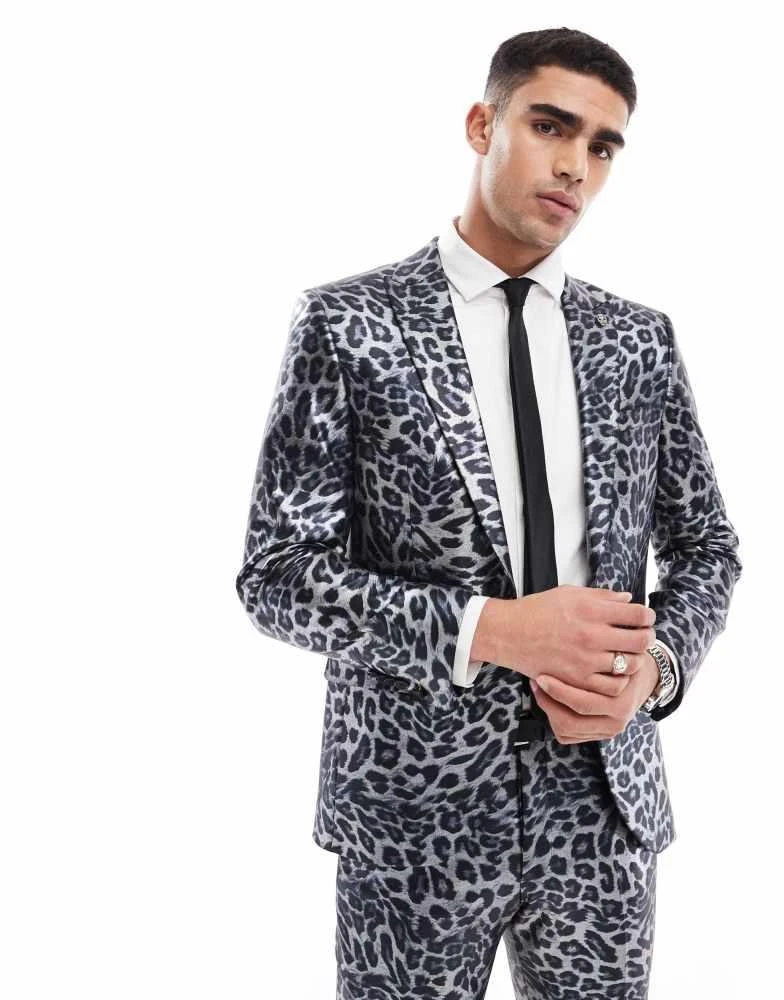 Twisted Tailor Twisted Tailor suit jacket in mono leopard co-ord 1